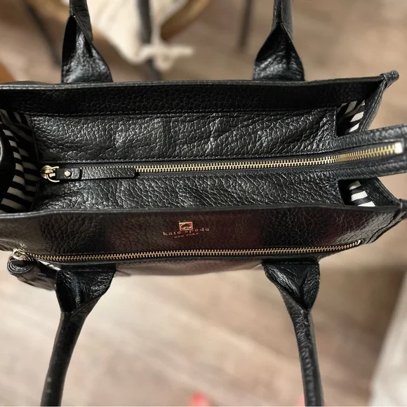 Kate Spade Hayes Street Black Pebbled Leather Tote with Tassel - Picture 6 of 8